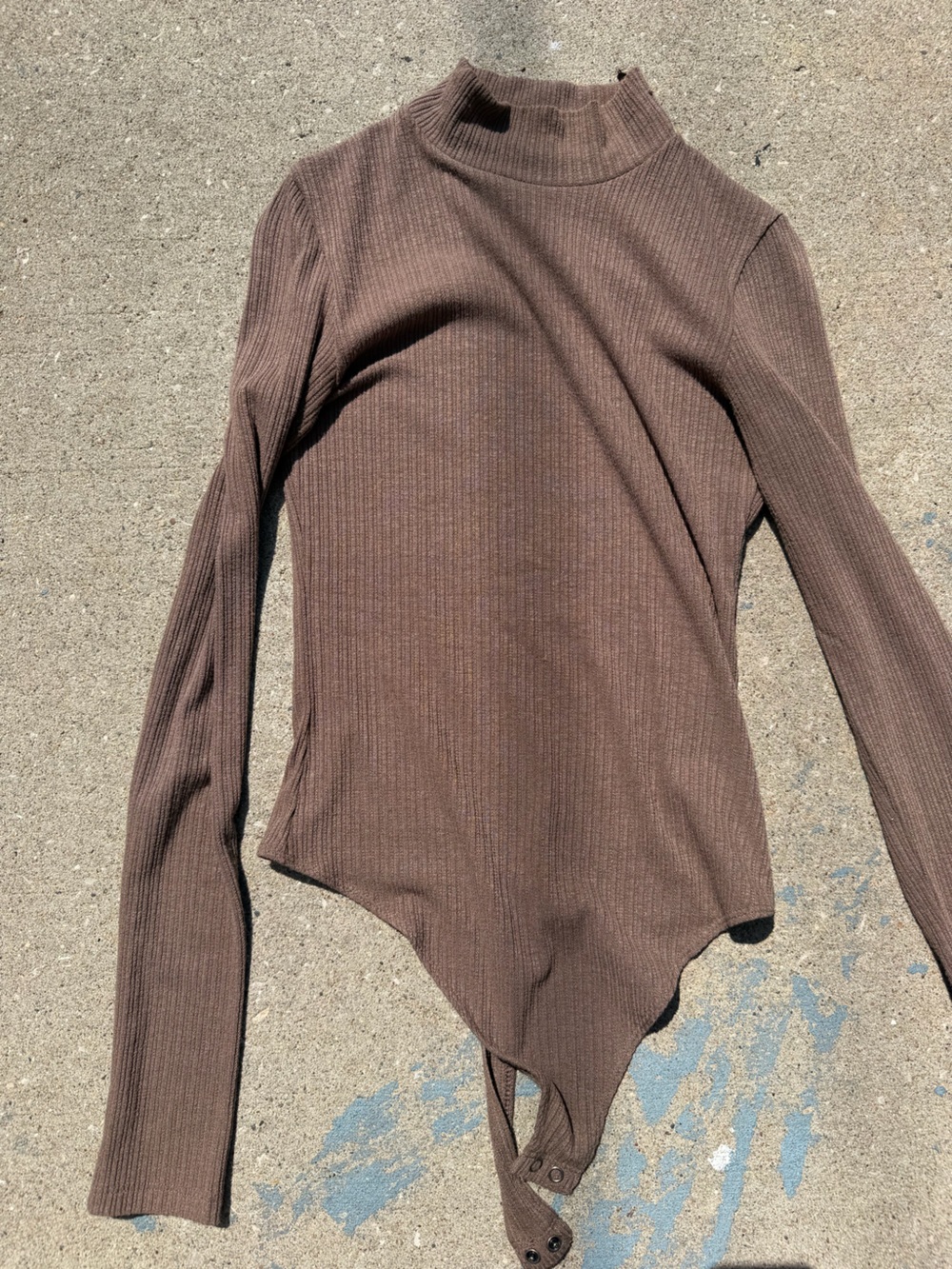 American Eagle Brown Ribbed Long-Sleeve Women's Sweater